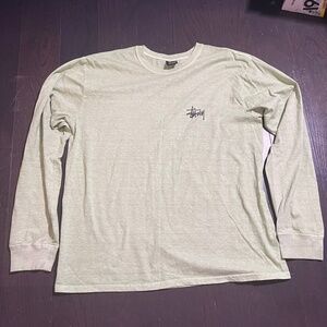 STUSSY long sleeve shirt size Large light green/khaki sweatshirt RARE HTF